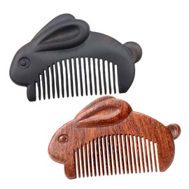 Ipetboom 2PCS Portable Bunny Comb Lightweight Detangling Wood Combs for Women Cute Pocket Design for Travel and Everyday Styling for Hair Care the Go
