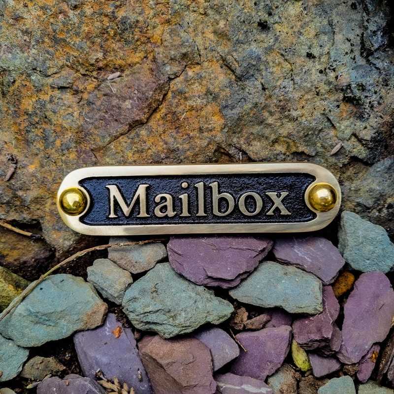 Mailbox Brass Door Sign. Traditional Style Home Décor Wall Plaque