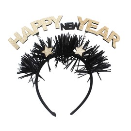 JDRGJTH Happy New Year Headband,2025 New Year Feather Headbands,New Year Eve Party Favor Hair Hoops Accessories for Women Men Party Favors Supplies