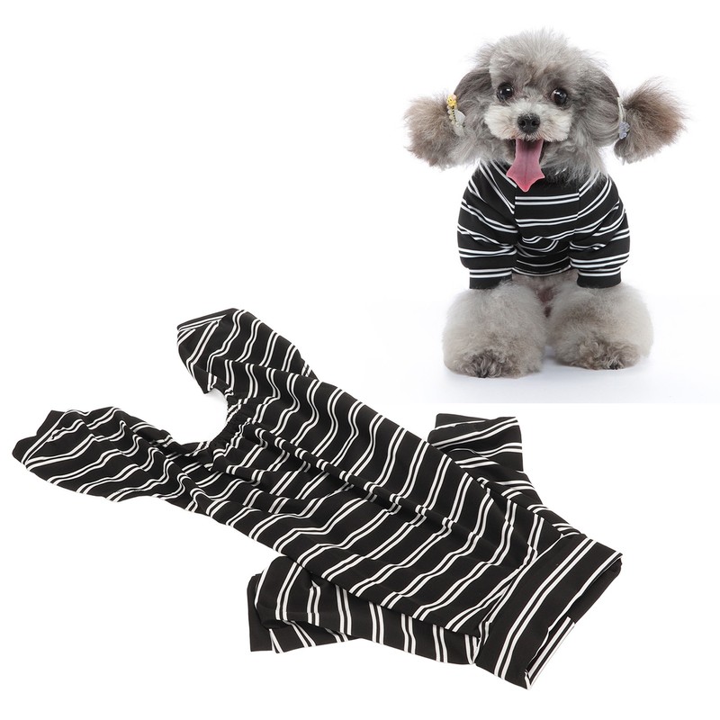 Dog Striped Pajamas Classic Black White Stripe Lightweight Full Coverage