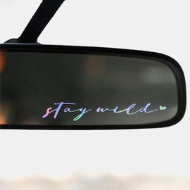 2PCS Stay Wild Car Decals, Car Accessories For Women, Rearview Mirror Vinyl Stickers, Motivational Car Stickers, Car Window Decals,Cute Gifts for Women (Holographic)