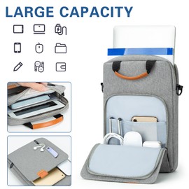 JOOEER Vertical Laptop Case Computer Bag for 14 Inch MacBook Pro M1 M2 M3 Computer Notebook, Waterproof Protective Lightweight Laptop Computer Cover Bag, Gray