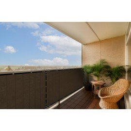 ColourTree Customized Size Brown 3' x 16' Balcony Privacy Screen, Apartment Porch Railing Patio Fence Windscreen Fabric Cloth - Commercial Grade 170 GSM - 3 Years Warranty - Cable Zip Ties Included