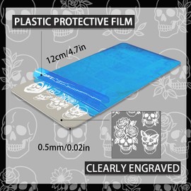 PH PandaHall 3 Pieces Nail Stamping Plate with Flower Skull Pattern Stencil with Skull Pattern for Printing Nail Picture Plate Stainless Steel Stencil for Punk Style Nails for Women DIY, 12 x 6 cm