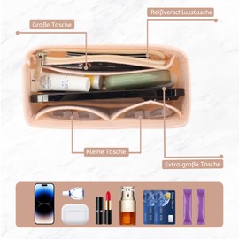 2-Piece Shoulder Strap and Organiser Set for Longchamp Mini Bag, No Drilling, Adjustable Buckle Design, Shoulder Strap, Multiple Pockets, Felt Bag Organiser for Long Champ Bag (White Mini)