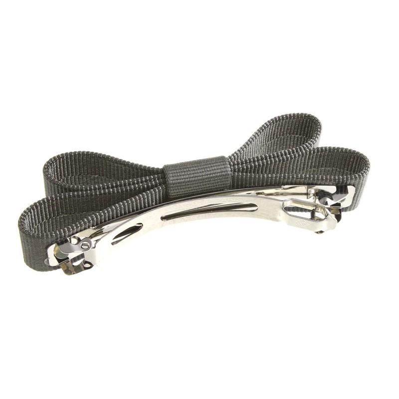 VINGTAINE H-999-GY Simple Grosgrain Ribbon Barrette, Elegant Office, Daily Hair