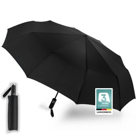 LANGENBERG Small Umbrella with Automatic Opening - Pocket Umbrella Automatic for Travel - Travel Umbrella Men and Women - Lightweight and Robust Umbrella, black/blue