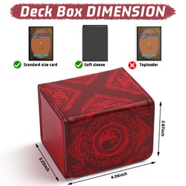 Deck Box for MTG Cards, Trading Commander Deck Case Holds 120+ Sleeved Cards, PU Leather Magnetic Collectible Card Storage Box Fits for TCG Magic Cards (Red)