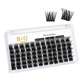 B&Q Lash Clusters B16 DIY Eyelash Extensions 72 Clusters Mega Volume C D Curl Individual Lashes Cluster Extensions for DIY at Home (B16-D-16)