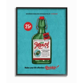 Stupell Industries Money Oil Vintage Comic Book Funny Blue Green, Design by Artist Ester Kay Wall Art, 16 x 1.5 x 20, Black Framed