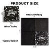 YOYEAH Pack of 40 Napkins Black with Silver for Table