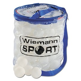 Wiemann Lehrmittel Table Tennis Balls Pack of 100 in Ball Bag with Zip White Diameter 40 mm