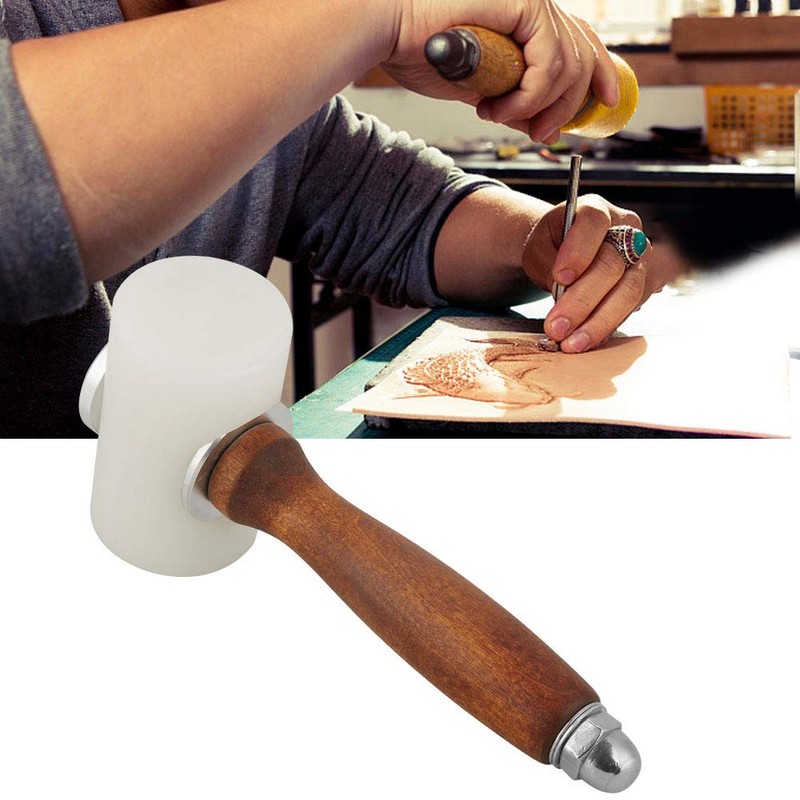 Leather Nylon Mallet, T Shape Wood Leather Carving Mallet Hammer