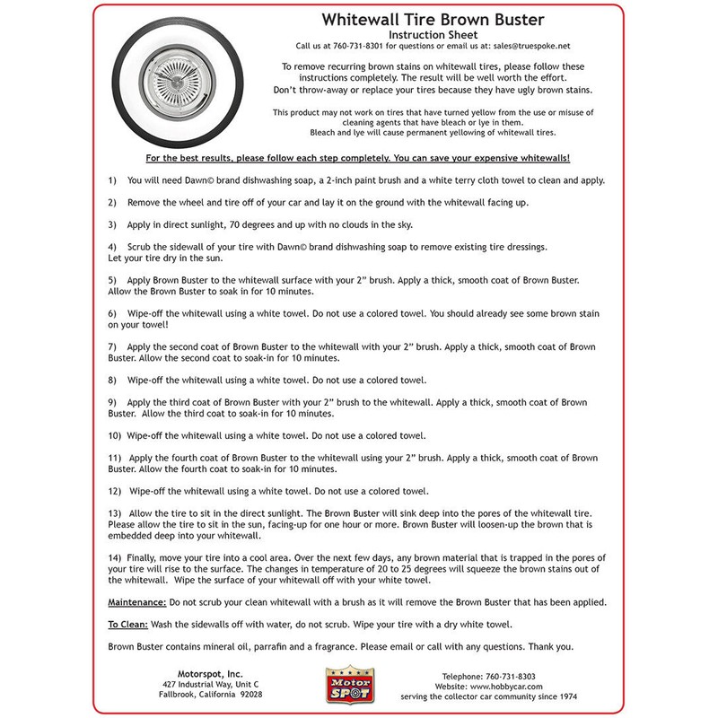 Motorspot Kustoms Truespoke White wall Tire Brown Stain Remover and