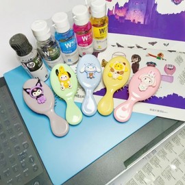 My Melody Cute Cartoon Mini Air Cushion Massage Comb for Girls, Portable Kids' Hairbrush 17 Free Size / Kuomi Grey Handle Resin Comb 20ea