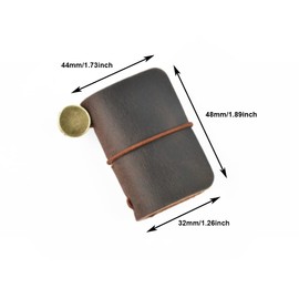 Mini Leather Travel Notebook, Refillable Journal, Miniature Notebook, Diary for Vintage, Small Size, Travel Notebook, 2 Pack Black