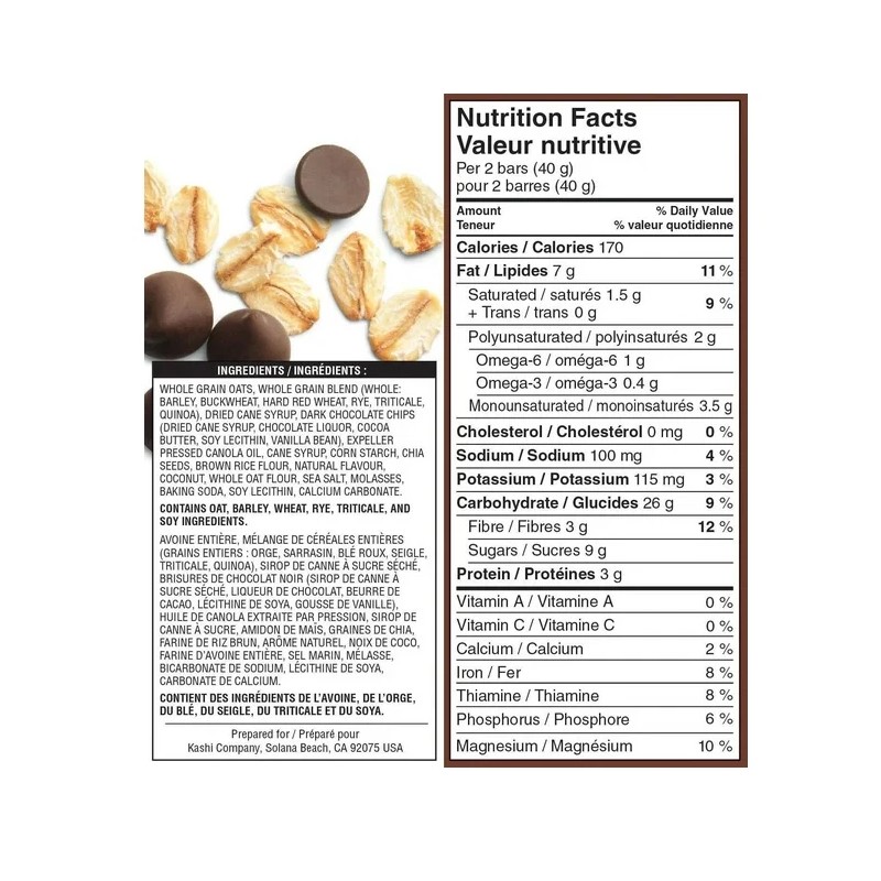 Kashi Seven Grain Chocolate Chip Chia with Quinoa Bars, 210g