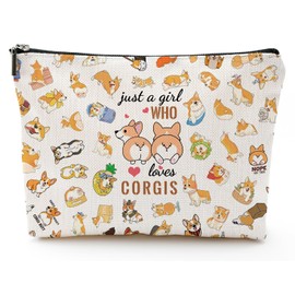 NONETH - Regalos de Corgi para los amantes de los Corgi, bolsa de maquillaje de Corgi, regalos para mujeres, niñas amantes de los perros, bolsa de cosméticos con temática de Corgi, regalos para