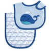 Luvable Friends Unisex Baby Bib and Burp Cloth Set, Blue,