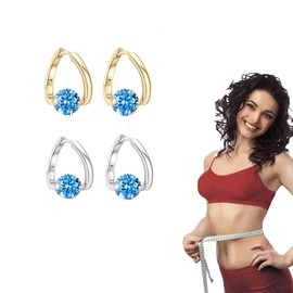 2 Pairs Lymphatic Earrings for Women Lymphvity Germanium Earrings Lymphatic Drainage Earrings Lymphatic Activity CZ Hoop Earrings Jewelry Gifts for Girls (Blue)