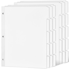 Forvencer Blank Writable Binder Dividers, 1/5 Cut Tabs, 3 Hole Punch Dividers with Reinforced Edge, Binder Dividers with Tabs, Letter Size, 6 Sets, 30 Dividers, White