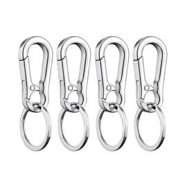 ZAAWUUT 4-Pack Dog Tag Clips,Metal Cat & Dog Collar Clip with Ring,Dog Tag Ring Holder Hook for Pet Collar and Harness (Silver)