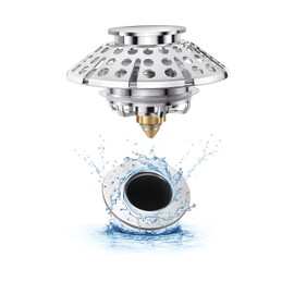 3-in-1 Bathtub Drain Stopper with Hair Catcher – Universal Tub Drain Plug for 1-3/8" to 2" Holes, Pop-Up Tub Stopper for Bathroom Sink, Anti-Clog Shower Strainer by PROFECTUS