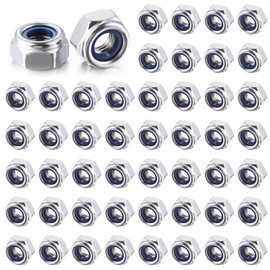 Aicosineg Hex Lock Nuts Nylon Lock Nuts M6 Nuts 50pcs 304 Stainless Steel Insert Nut Lock Lock Nut Thickness 6mm Hex Width 10mm Case