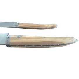 Laguiole en Aubrac Cuisine Gourmet Stainless Fully Forged Steel Made In France Essential 2-Piece Premium Kitchen Knife Set With Olivewood Handles, 8-Chef Knife And 4-in Paring Knife