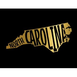 ND373G State Of North Carolina Block Decal Sticker | 5.5-Inches By 2.5-Inches | Premium Quality Gold Vinyl