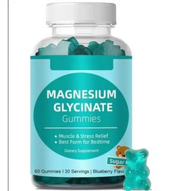 Tewuky Magnesium Glycinate Gummies 500mg, Sugar-Free for Adults & Kids, Magnesium Gummies for Sleep, Stress & Muscle Relief, Supports Bone & Nerve Health, Vegan, Pectin-Based, 60 Count, Blueberry Flavor