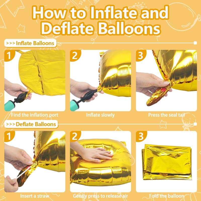 NISOCY 48PCS Gold Square Foil Balloons Wall Backdrop Metallic Double