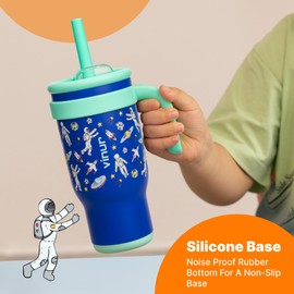 VINUR Kids Tumbler with Handle 14 oz Stainless Steel Double Wall Vacuum Insulated Tumbler with Lid and Straw, Leak Proof Water Cup for Travel (Astronaut)