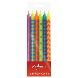 Design Design Hooray Stripes Stick Candles, 1/4 x 4, Multicolor