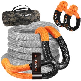 HOKINETY Kinetic Recovery Tow Rope: 1-1/8" x 30ft 48000LBS Snatch Strap with Soft Shackles Heavy Duty Offroad Towing Straps Kit for Trucks SUV UTV ATV Tractor Car Jeep - Gray