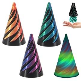 3D Printed Spiral Cone Fidget Toy, Pack of 4, Impossible Cone Spiral Cone Decompression Toy, Combination Rotating Pyramid Statue Pyramid Sculpture Spiral Cone Fidget Toy for Children and Adults