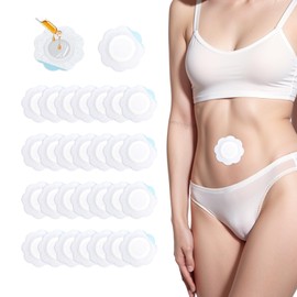 30PCS Disposable Castor Oil Pack Wrap for Belly Button – Highly Absorbent, Self-Adhesive Organic Cotton, No Wash, Anti-Leakage, Easy to Use,Flower Shape (Oil Not Included)