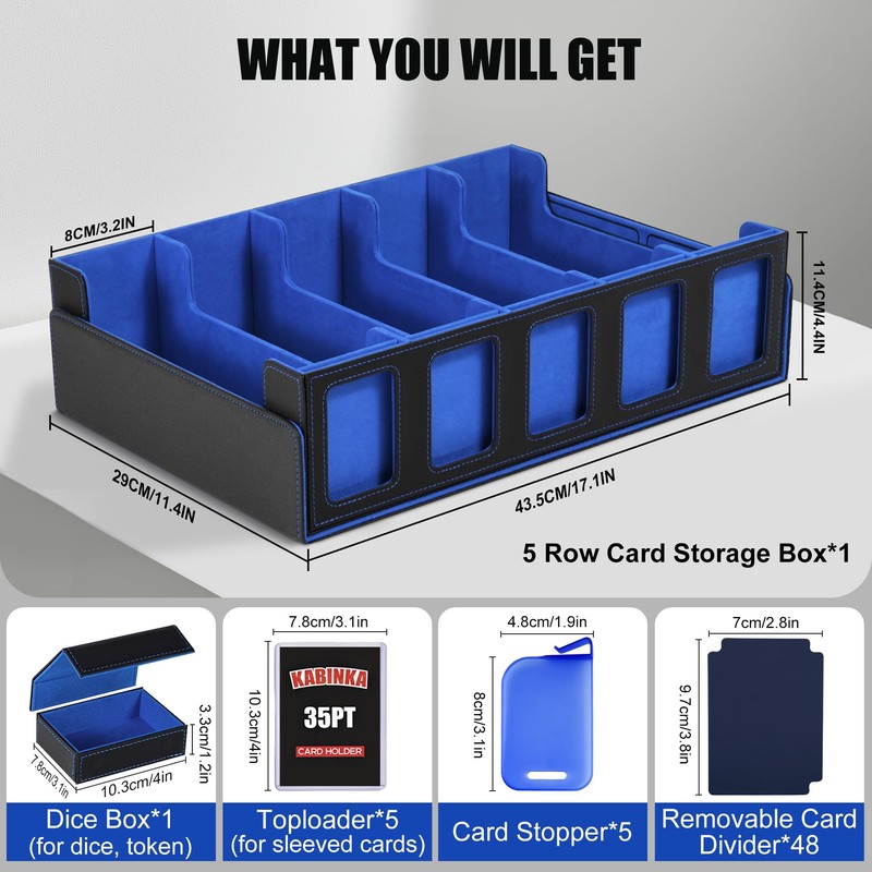 Trading Card Storage Box with Commander Display , 5-Row Deck