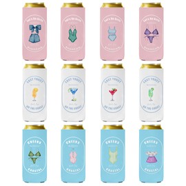 Pop Nordic Last Toast On The Coast - Enfriadores de latas de despedida de soltera, paquete de 12 fundas de lata para fiesta de despedida de soltera, divertidas damas de honor, cerveza acogedoras