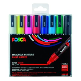 Posca Acrylic Paint Marker Set, 8 Colors with Medium Size Tips, PC5M8C, Multicolor