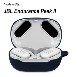 Geiomoo Silicone Carrying Case Compatible with JBL Endurance Peak II, Portable Scratch Shock Resistant Cover with Carabiner (Navy Blue)