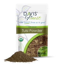 Davis Finest Organic Tulsi Powder 250g, Hair & Skin Care, Holy Basil Pure & Natural Tulsi Leaves, Ayurvedic (250, Grams)