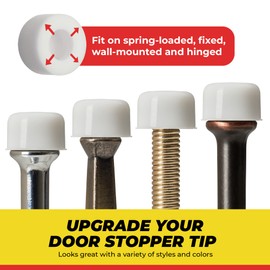 Premium Rubber Door Stop Stud Replacement Tips – Doorstopper Bumpers, Springe Hinge End Caps for Wall & Floor Protection – Universal Size (White)