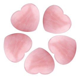 Nupuyai Pack of 5 Gemstone Heart Crystal Healing Stone Heart Shape Palm Stone Worry Stone Lucky Charm Heart Stone for Jewellery Making Decoration