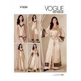 Vogue Misses' Loose-Fitting Robe, Belt, Camisole, Slip, Shorts and Pants Sewing Pattern Kit, Code V1834, Sizes 16-18-20-22-24, Multicolor