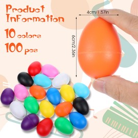 100 Pcs Plastic Egg Shakers, Musical Maracas Percussion Instruments Easter Eggs For Music Learning DIY Painting (10 Colors)
