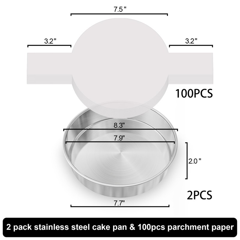 AWTBDP 8 Inch Round Cake Pans Set of 2, Nonstick