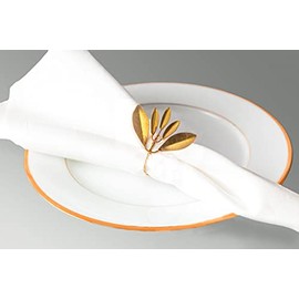 Gold Leaf Napkin Rings- 6 Pcs Gold Christmas Metal Napkin Ring Holder Household Table Decor, Wedding, Xmas, Party Dinner, Thanksgiving