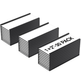 MaxGear C Channel Magentic Label Holders 1"x2", 30 Pack Magnets Strips, Reusabel Magnet Name Tags for Locker Shelf, Tool Box, Home, Office, Refrigerator, Whiteboard