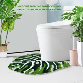 Baahrnom U Shaped Toilet Rug 24" x 20" Extra Soft Absorbent Microfiber Contoured Bathroom Rugs Non Slip Toilet Rugs for Bathroom U Shaped Washable Unique Aesthetic Toilet Bath Mat